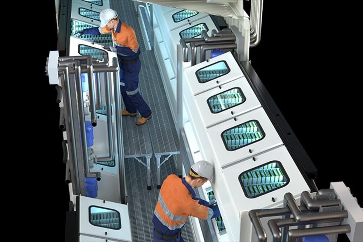 CES immersion-cooled GPU data centre cutaway